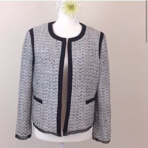 ANN TAYLOR Bordered Tweed Blazer with Chiffon sz 8